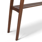 Console en marbre blanc et gris, pieds en chêne/noyer, style Mid-Century
