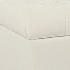 Banc de rangement capitonné en polyester blanc avec couvercle à charnière, 1 place