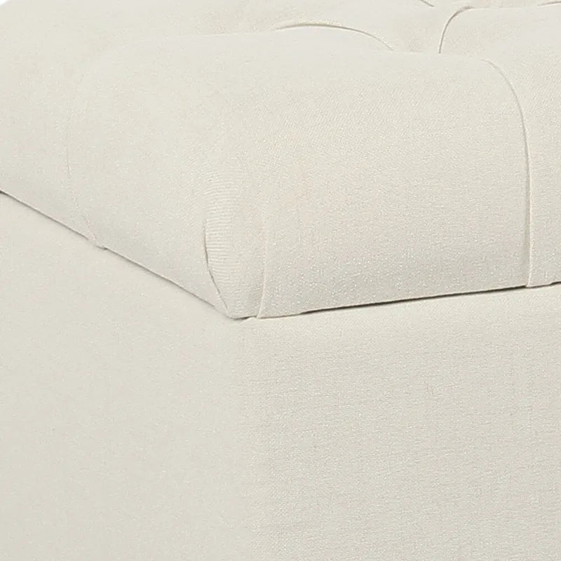 Banc de rangement capitonné en polyester blanc avec couvercle à charnière, 1 place
