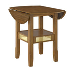 Table d'appoint/de salle à manger ronde en cannage, finition chêne antique, avec 2 abattants, 2 places