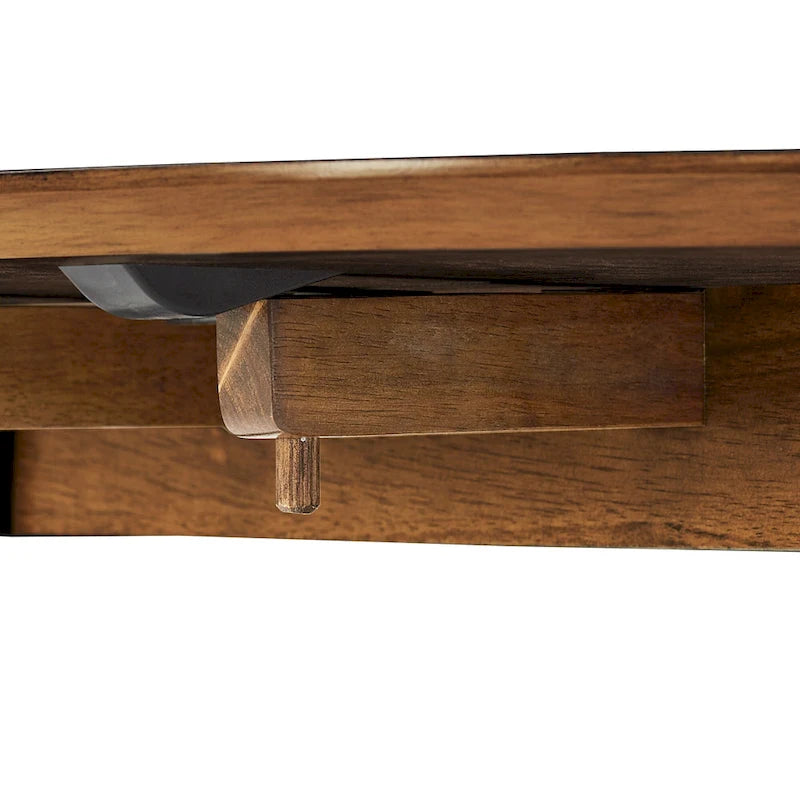 Table d'appoint/de salle à manger ronde en cannage, finition chêne antique, avec 2 abattants, 2 places