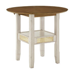 Table d'appoint/de salle à manger ronde en cannage, finition chêne antique, avec 2 abattants, 2 places
