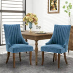Chaise de salle à manger en lin à dossier haut, beige/marron/noir/bleu/gris/blanc, lot de 2