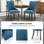 Chaise de salle à manger en lin à dossier haut, beige/marron/noir/bleu/gris/blanc, lot de 2