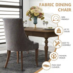 Chaise de salle à manger en lin à dossier haut, beige/marron/noir/bleu/gris/blanc, lot de 2