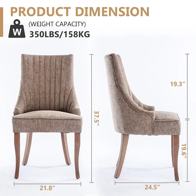 Chaise de salle à manger en lin à dossier haut, beige/marron/noir/bleu/gris/blanc, lot de 2