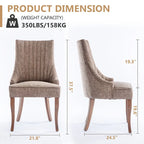 Chaise de salle à manger en lin à dossier haut, beige/marron/noir/bleu/gris/blanc, lot de 2