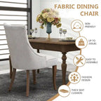 Chaise de salle à manger en lin à dossier haut, beige/marron/noir/bleu/gris/blanc, lot de 2