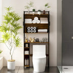 Armoire de rangement WC Noyer, Simple, avec porte en maille