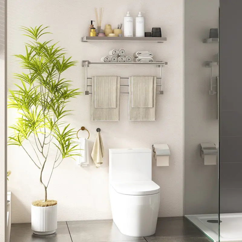 Armoire de rangement WC Noyer, Simple, avec porte en maille