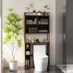 Armoire de rangement WC Noyer, Simple, avec porte en maille
