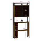Armoire de rangement WC Noyer, Simple, avec porte en maille