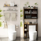 Armoire de rangement WC Noyer, Simple, avec porte en maille
