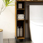 Armoire de rangement WC Noyer, Simple, avec porte en maille