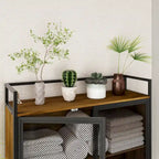 Armoire de rangement WC Noyer, Simple, avec porte en maille