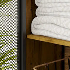 Armoire de rangement WC Noyer, Simple, avec porte en maille