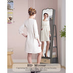Armoire à bijoux miroir sur pied blanche avec étagère de rangement, 1 personne
