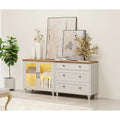 Buffet et commode 2-en-1 blanc cassé, 68 pouces
