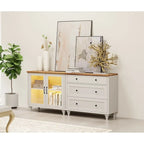 Buffet et commode 2-en-1 blanc cassé, 68 pouces