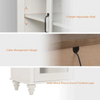 Buffet et commode 2-en-1 blanc cassé, 68 pouces
