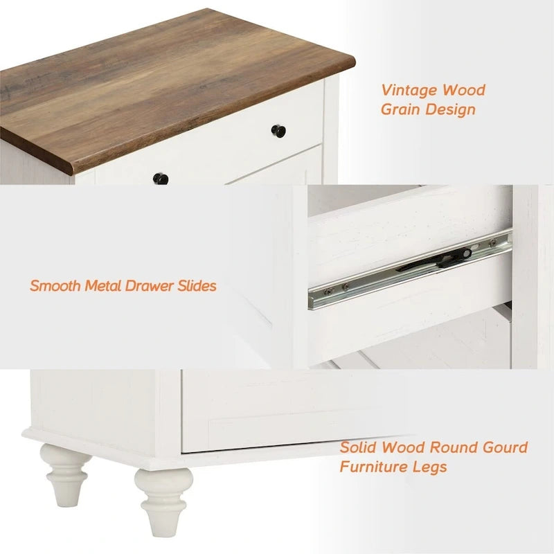 Buffet et commode 2-en-1 blanc cassé, 68 pouces