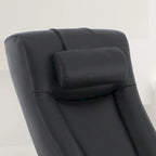 Fauteuil inclinable et ottoman en cuir pleine fleur noir, 1 place