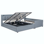 Lit plateforme capitonné Queen + Twin XL beige/gris pour 2