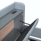 Lit plateforme capitonné Queen + Twin XL beige/gris pour 2