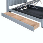 Lit plateforme capitonné Queen + Twin XL beige/gris pour 2