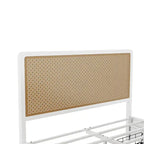 Lit plateforme en métal blanc et or avec 2 tiroirs, Grand, 2 places