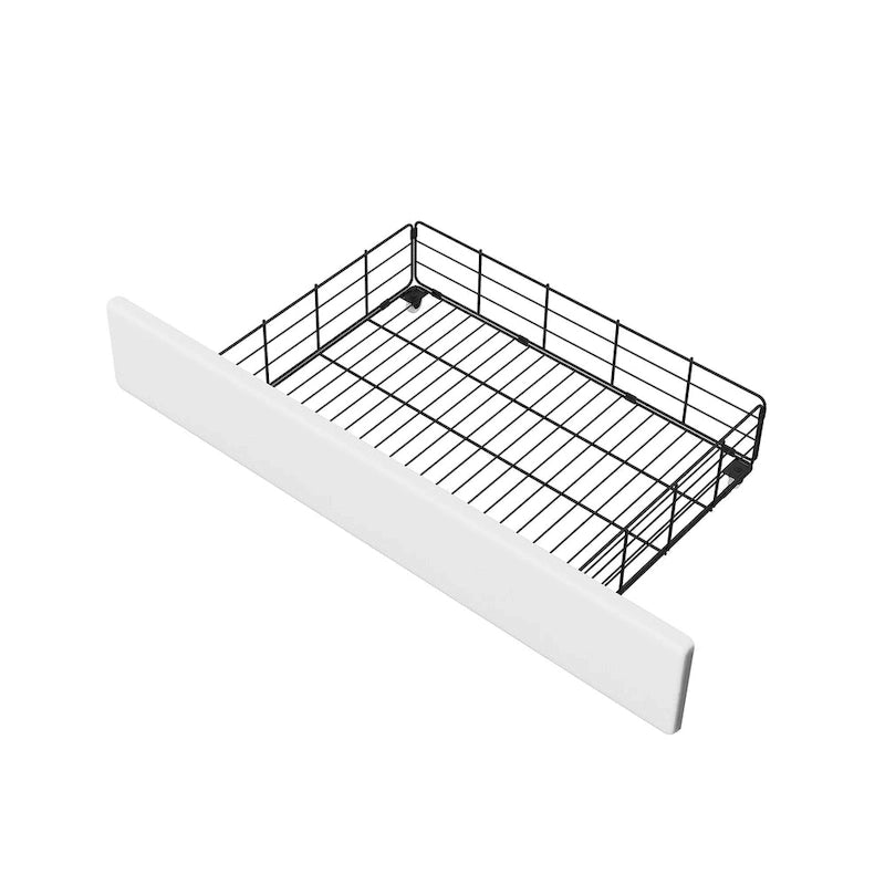Lit plateforme en métal blanc et or avec 2 tiroirs, Grand, 2 places