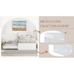 Cadre de lit double blanc / blanc + chêne clair brillant avec lit gigogne, 2 couchages
