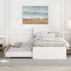 Cadre de lit double blanc / blanc + chêne clair brillant avec lit gigogne, 2 couchages