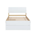 Cadre de lit double blanc / blanc + chêne clair brillant avec lit gigogne, 2 couchages