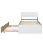Cadre de lit double blanc / blanc + chêne clair brillant avec lit gigogne, 2 couchages