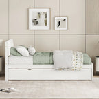 Cadre de lit double blanc / blanc + chêne clair brillant avec lit gigogne, 2 couchages