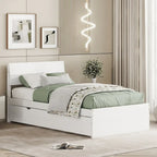 Cadre de lit double blanc / blanc + chêne clair brillant avec lit gigogne, 2 couchages