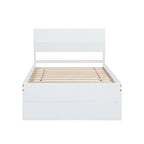 Cadre de lit double blanc / blanc + chêne clair brillant avec lit gigogne, 2 couchages