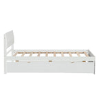 Cadre de lit double blanc / blanc + chêne clair brillant avec lit gigogne, 2 couchages