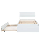 Cadre de lit double blanc / blanc + chêne clair brillant avec lit gigogne, 2 couchages