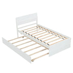 Cadre de lit double blanc / blanc + chêne clair brillant avec lit gigogne, 2 couchages