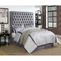 Tête de lit capitonnée en tissu gris – Grand lit / Très grand lit / Lit californien (1 pièce)