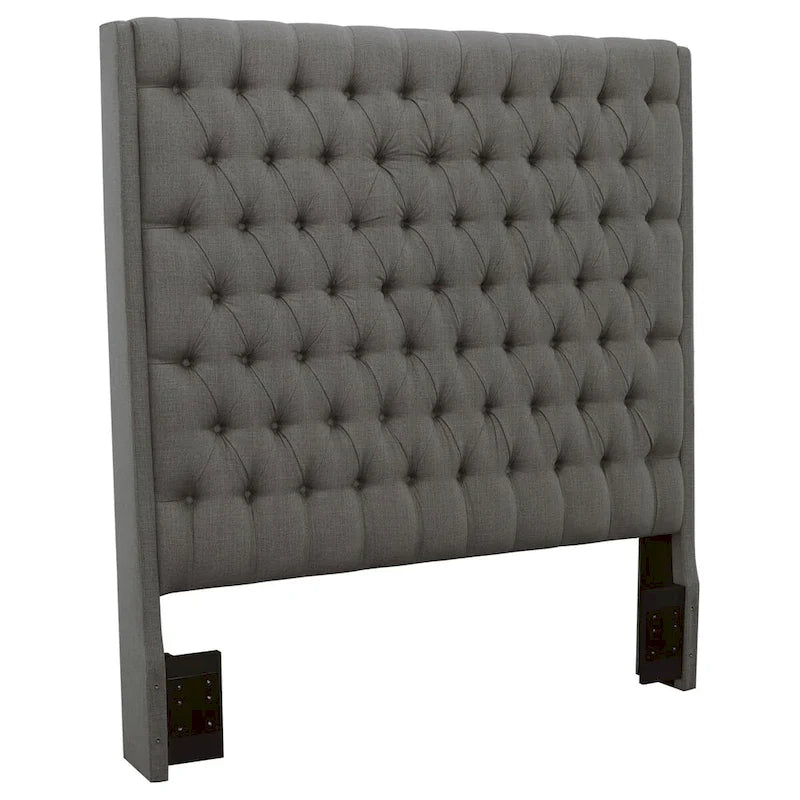 Tête de lit capitonnée en tissu gris – Grand lit / Très grand lit / Lit californien (1 pièce)
