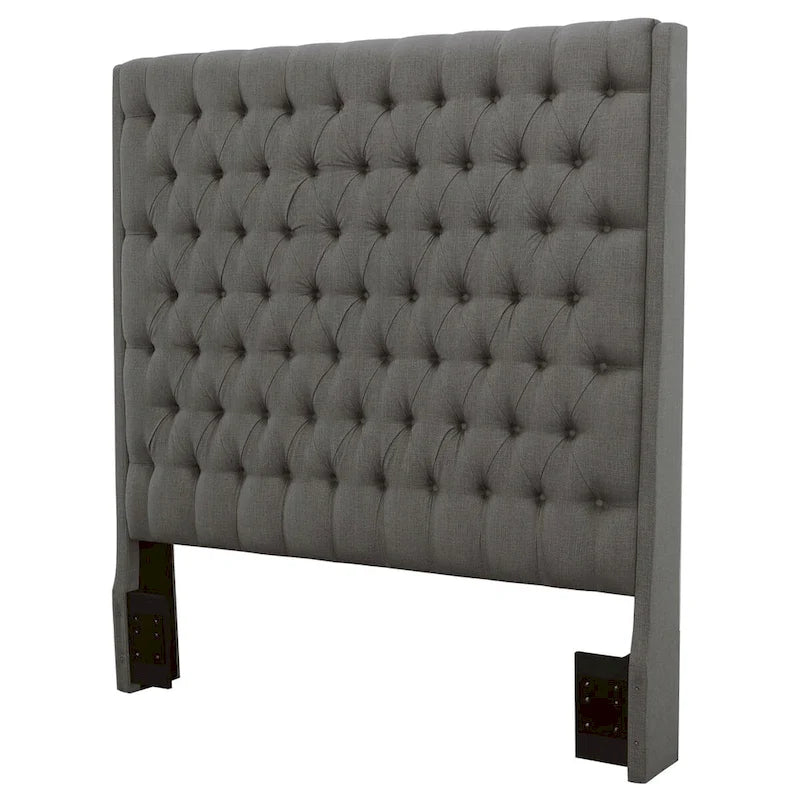 Tête de lit capitonnée en tissu gris – Grand lit / Très grand lit / Lit californien (1 pièce)