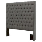 Tête de lit capitonnée en tissu gris – Grand lit / Très grand lit / Lit californien (1 pièce)