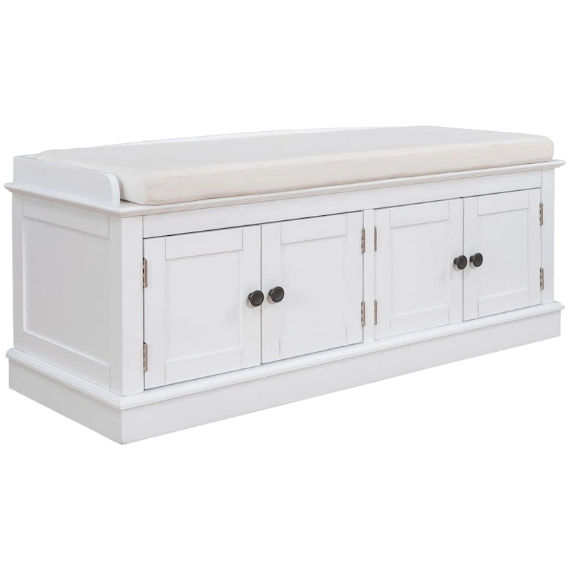 Banc de rangement 4 portes avec coussin, 1 personne (blanc / gris / expresso / marine)
