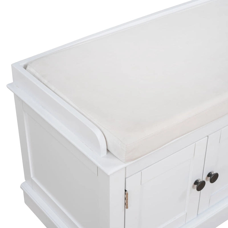 Banc de rangement 4 portes avec coussin, 1 personne (blanc / gris / expresso / marine)