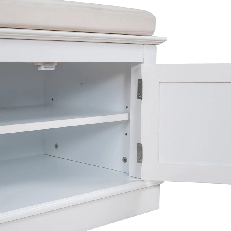 Banc de rangement 4 portes avec coussin, 1 personne (blanc / gris / expresso / marine)