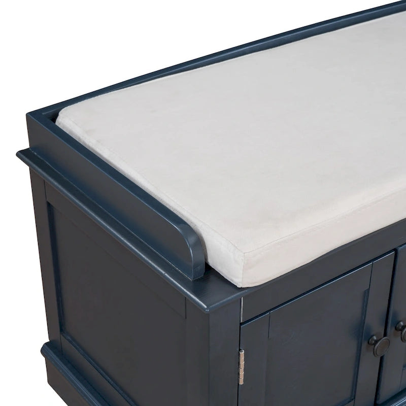 Banc de rangement 4 portes avec coussin, 1 personne (blanc / gris / expresso / marine)