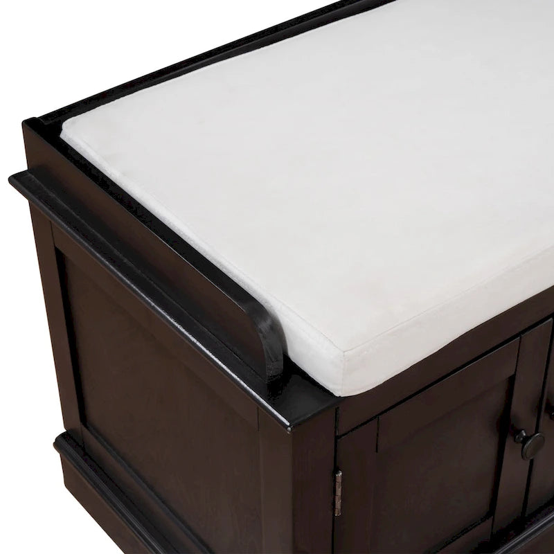 Banc de rangement 4 portes avec coussin, 1 personne (blanc / gris / expresso / marine)